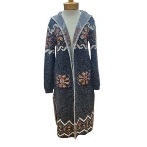 CGYY Womens Long Open Front Cardigan XL Boho VintageAztec Sweater Tribal Pockets